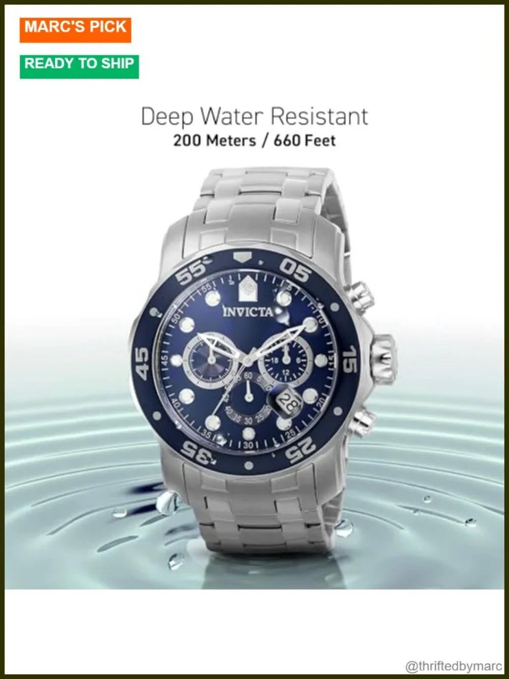 Men's Stainless Steel Chronograph Watch 48mm Luminous Hands